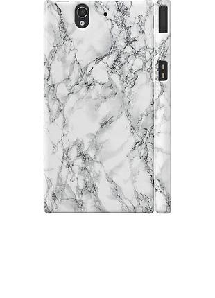 Чохол 3d пластиковий матовий на телефон sony xperia z c6602 мармур білий "4480m-40-58250"