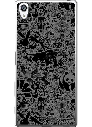 Чохол 2d пластиковий на телефон sony xperia z5 premium e6883 чорно-сірий стікер бомбінг "2432t-345-58250"