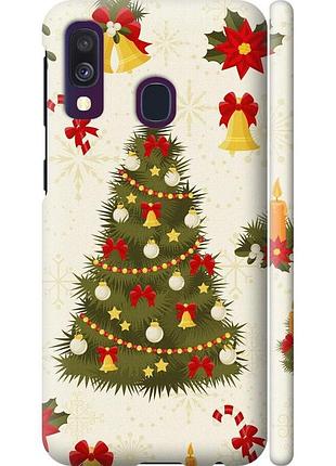 Чехол 3d пластиковый матовый на телефон samsung galaxy a40 2019 a405f новогодняя елка "4198m-1672-58250"