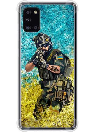 Чехол силикон с усиленными углами патриотический на телефон samsung galaxy a31 a315f воин зсу