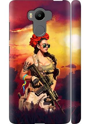Чехол 3d пластиковый матовый патриотический на телефон xiaomi redmi 4 pro украинка с оружием "5316m-438-58250"