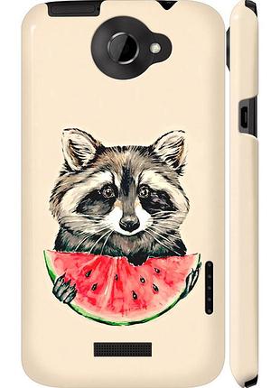 Чохол 3d пластиковий глянцевий на телефон htc one x+ єнотик з кавуном "4605c-69-58250"