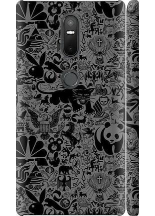 Чохол 3d пластиковий матовий на телефон lenovo phab 2 plus чорно-сірий стікер бомбінг "2432m-990-58250"