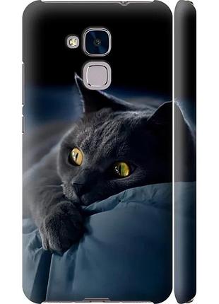 Чехол 3d пластиковый матовый на телефон huawei honor 5c дымчатый кот "825m-356-58250"