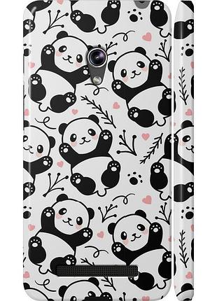 Чехол 3d пластиковый глянцевый на телефон asus zenfone 5 панды "4318c-81-58250"