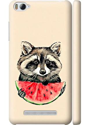 Чехол 3d пластиковый матовый на телефон xiaomi mi4c енотик с арбузом "4605m-178-58250"