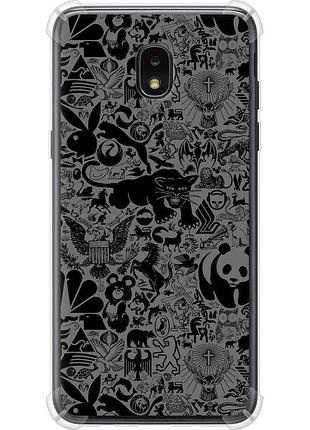 Чехол силикон с усиленными углами на телефон samsung galaxy j7 2018 чёрно-серый стикер бомбинг