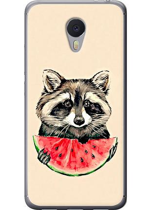 Чехол 2d пластиковый на телефон meizu m3 note енотик с арбузом "4605t-256-58250"