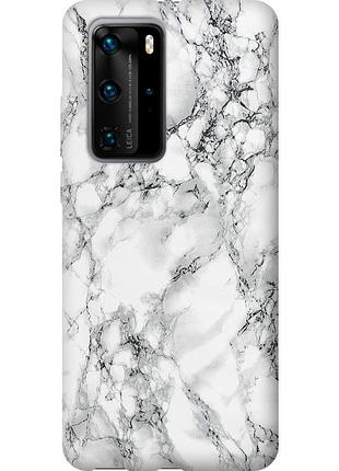 Чехол 2d пластиковый на телефон huawei p40 pro мрамор белый "4480t-1839-58250"