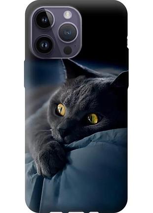 Чехол силиконовый на телефон iphone 14 pro max дымчатый кот "825u-2667-58250"