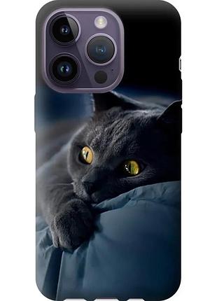 Чехол силиконовый на телефон iphone 14 pro дымчатый кот "825u-2646-58250"