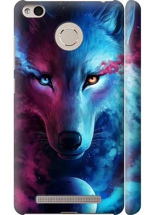Чехол 3d пластиковый матовый на телефон xiaomi redmi 3 pro арт-волк "3999m-341-58250"