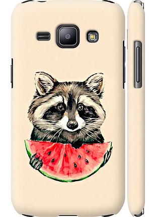 Чохол 3d пластиковий матовий на телефон samsung galaxy j1 j100h єнотик з кавуном "4605m-104-58250"