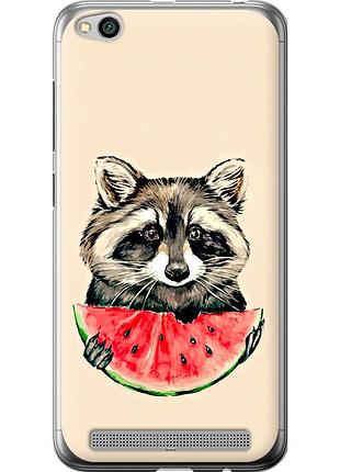 Чохол 2d пластиковий на телефон xiaomi redmi 5a єнотик з кавуном "4605t-1133-58250"