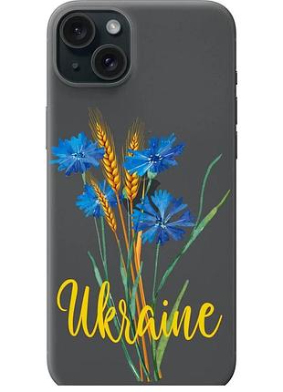 Чехол силиконовый патриотический на телефон iphone 15 plus ukraine v2 "5445u-3097-58250"