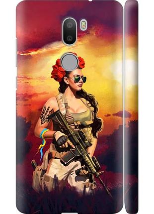 Чехол 3d пластиковый глянцевый патриотический на телефон xiaomi mi 5s plus украинка с оружием