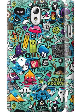 Чехол 3d пластиковый матовый на телефон lenovo vibe p1m стикер бомбинг 1 "693m-154-58250"