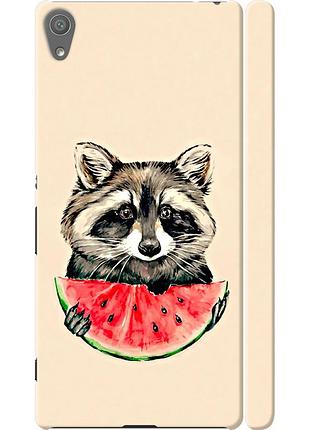 Чехол 3d пластиковый глянцевый на телефон sony xperia xa ultra dual f3212 енотик с арбузом "4605c-391-58250"