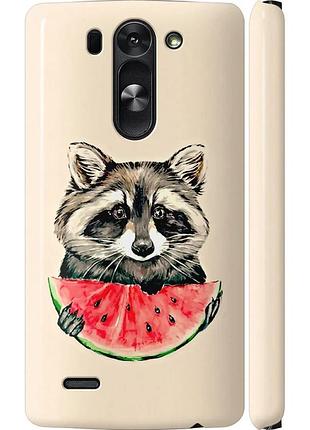 Чехол 3d пластиковый матовый на телефон lg g3s d724 енотик с арбузом "4605m-93-58250"