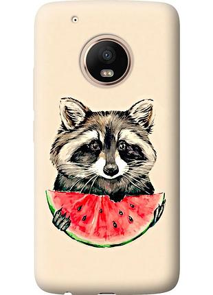 Чохол 2d пластиковий на телефон motorola moto g5 plus єнотик з кавуном "4605t-1038-58250"