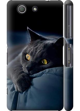 Чохол 3d пластиковий глянцевий на телефон sony xperia z3 compact d5803 димчастий кіт "825c-277-58250"