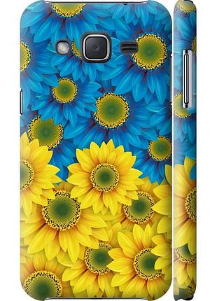 Чохол 3d пластиковий глянцевий патріотичний на телефон samsung galaxy j2 j200h жовто-блакитні квіти "1048c-190-58250"