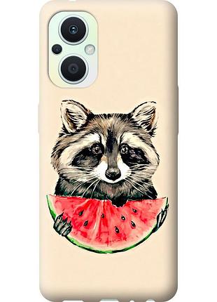 Чохол силіконовий на телефон oppo reno8 lite єнотик з кавуном "4605u-2755-58250"