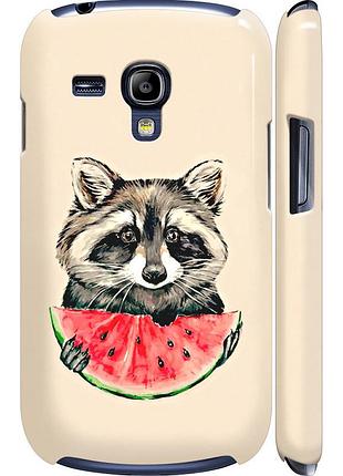 Чохол 3d пластиковий матовий на телефон samsung galaxy s3 mini єнотик з кавуном "4605m-31-58250"