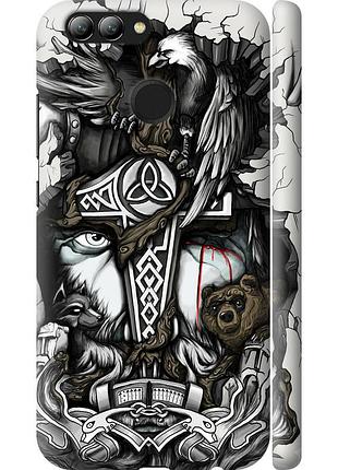 Чехол 3d пластиковый матовый на телефон huawei nova 2 тату викинг "4098m-1021-58250"