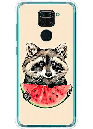 Чехол силикон с усиленными углами на телефон xiaomi redmi note 9 енотик с арбузом "4605sp-2017-58250"