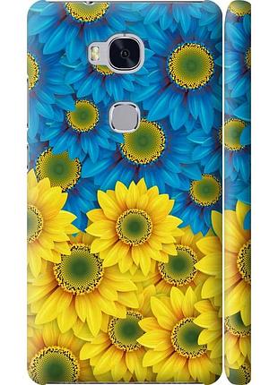 Чехол 3d пластиковый матовый патриотический на телефон huawei honor 5x жёлто-голубые цветы "1048m-176-58250"
