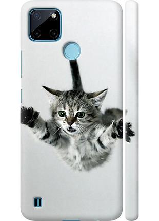 Чехол 3d пластиковый матовый на телефон realme c21y летящий котёнок "2322m-2472-58250"