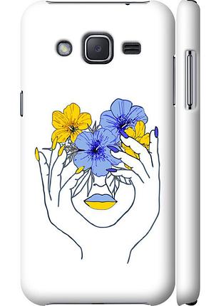 Чохол 3d пластиковий глянцевий патріотичний на телефон samsung galaxy j2 j200h дівчина v4 "5276c-190-58250"