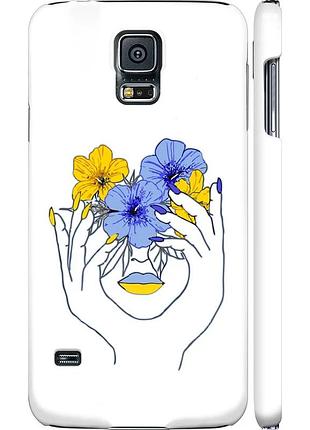 Чехол 3d пластиковый матовый патриотический на телефон samsung galaxy s5 duos sm g900fd девушка v4