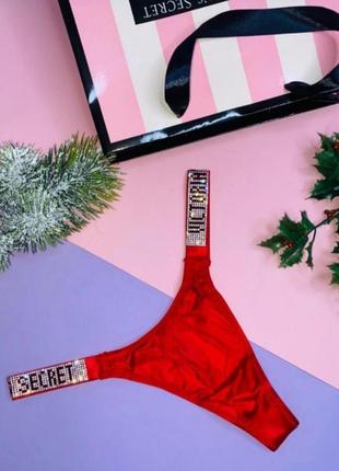 Люксовые трусики стринги со стразами swarovski от victoria's secret