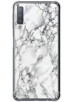 Чохол силіконовий протиударний с посиленими кутами на телефон samsung galaxy a7 (2018) a750f мармур білий "4480sp-1582-58250"