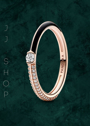 Позолочена каблучка "паве і чорна емаль  " pandora (пандора) 182528c01