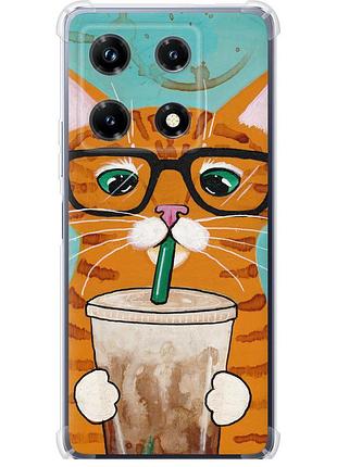 Чохол силіконовий протиударний с посиленими кутами на телефон infinix note 30 pro зеленоокий кіт в окулярах "4054sp-3427-58250"