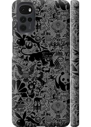 Чохол 3d пластиковий матовий на телефон motorola g22 чорно-сірий стікер бомбінг "2432m-2681-58250"