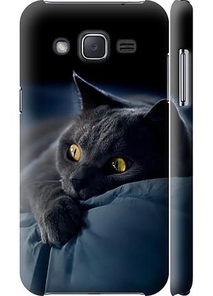 Чохол 3d пластиковий матовий на телефон samsung galaxy j2 j200h димчастий кіт "825m-190-58250"