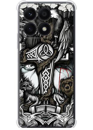 Чохол силіконовий протиударний с посиленими кутами на телефон huawei honor x8a тату вікінг "4098sp-2963-58250"