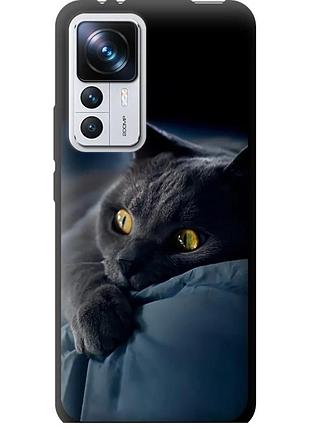 Чехол tpu на телефон xiaomi 12t pro дымчатый кот "825b-2869-58250"