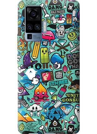 Чехол силиконовый на телефон vivo x50 pro стикер бомбинг 1 "693u-1956-58250"