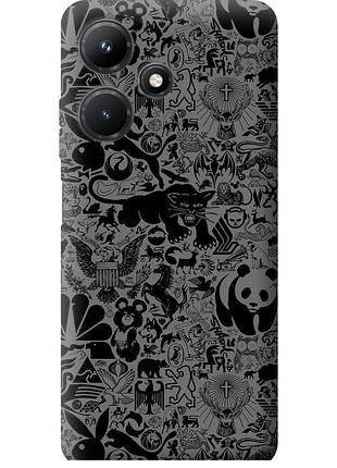 Чехол силиконовый на телефон infinix hot 30i чёрно-серый стикер бомбинг "2432u-3045-58250"