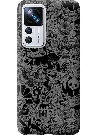 Чохол силіконовий на телефон xiaomi redmi k50 ultra чорно-сірий стікер бомбінг "2432u-3331-58250"