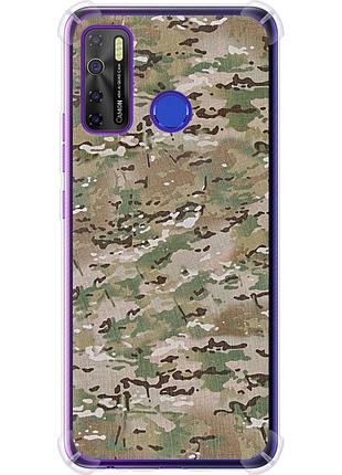 Чохол силіконовий протиударний с посиленими кутами на телефон tecno camon 15 камуфляж v5 "1201sp-2405-58250"