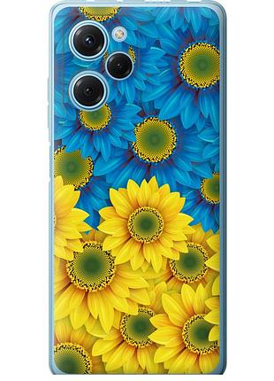 Чехол силиконовый патриотический на телефон xiaomi redmi note 12 pro speed жёлто-голубые цветы