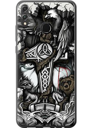 Чехол 2d пластиковый на телефон huawei honor 8x тату викинг "4098t-1596-58250"