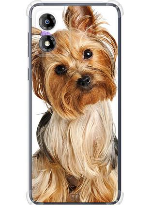 Чохол силіконовий протиударний с посиленими кутами на телефон motorola moto e13 йоркширський тер'єр із хвостиком