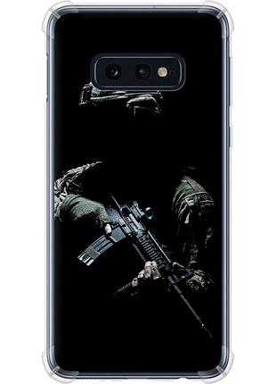 Чехол силикон с усиленными углами патриотический на телефон samsung galaxy s10e защитник v3
